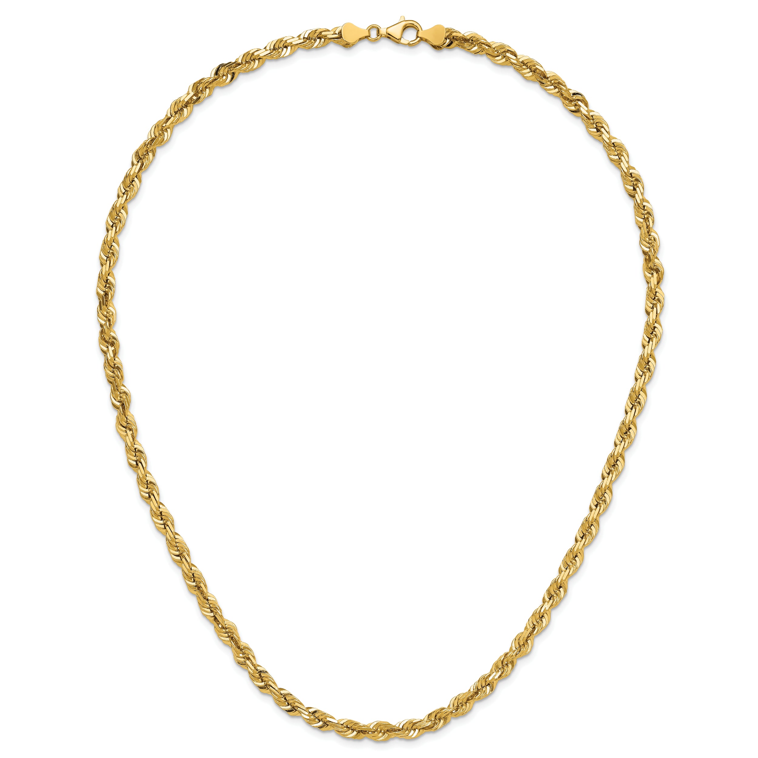 14K 7 inch 5.5mm Diamond-cut Rope with Fancy Lobster Clasp Chain