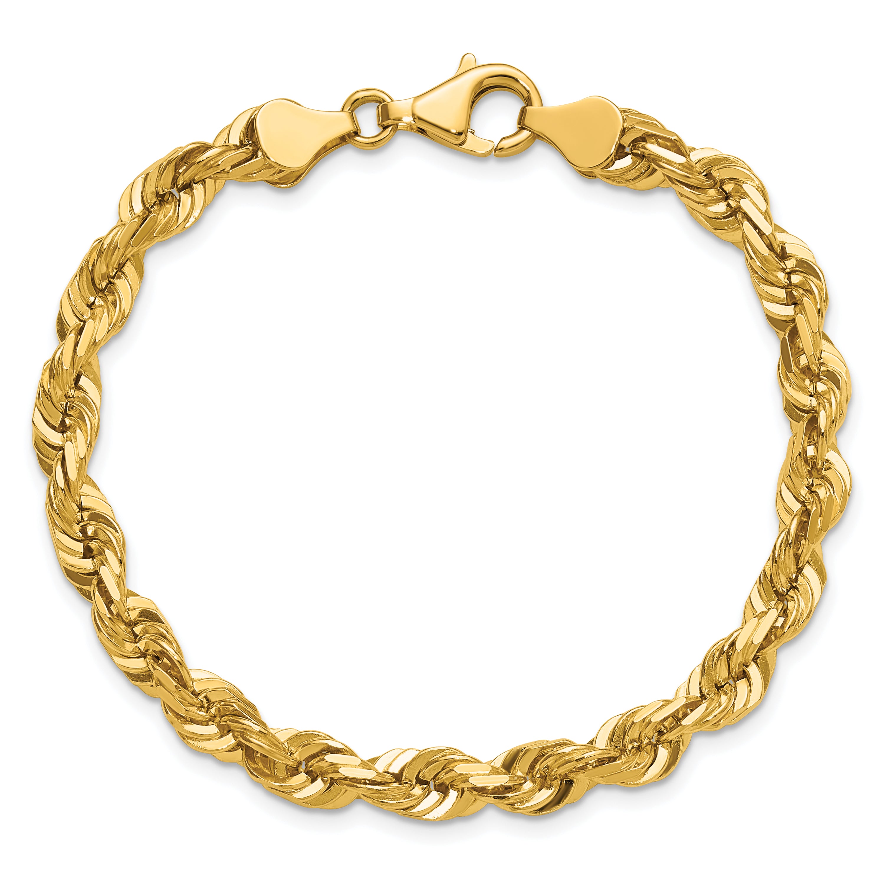 14K 7 inch 5.5mm Diamond-cut Rope with Fancy Lobster Clasp Chain