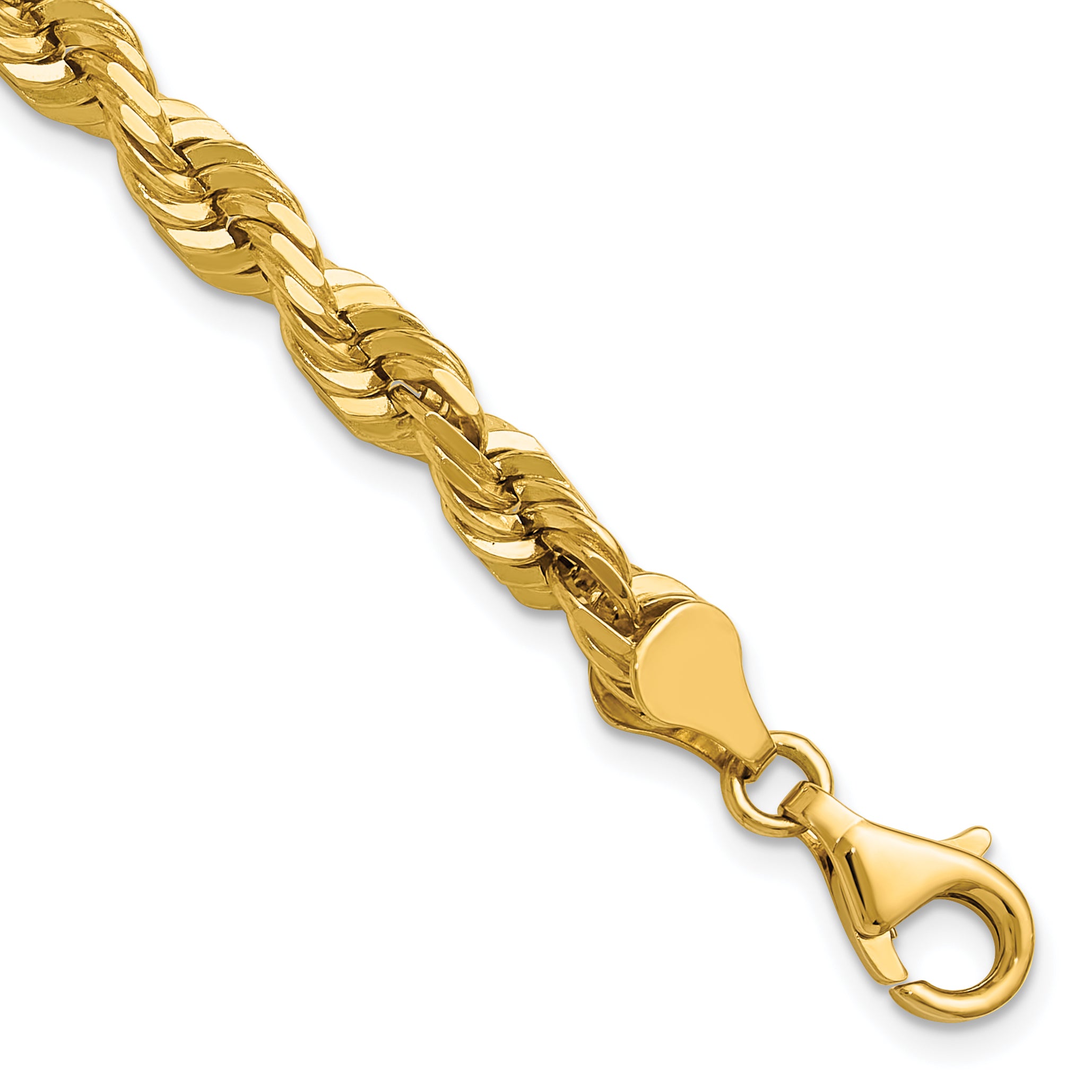 14K 7 inch 5.5mm Diamond-cut Rope with Fancy Lobster Clasp Chain