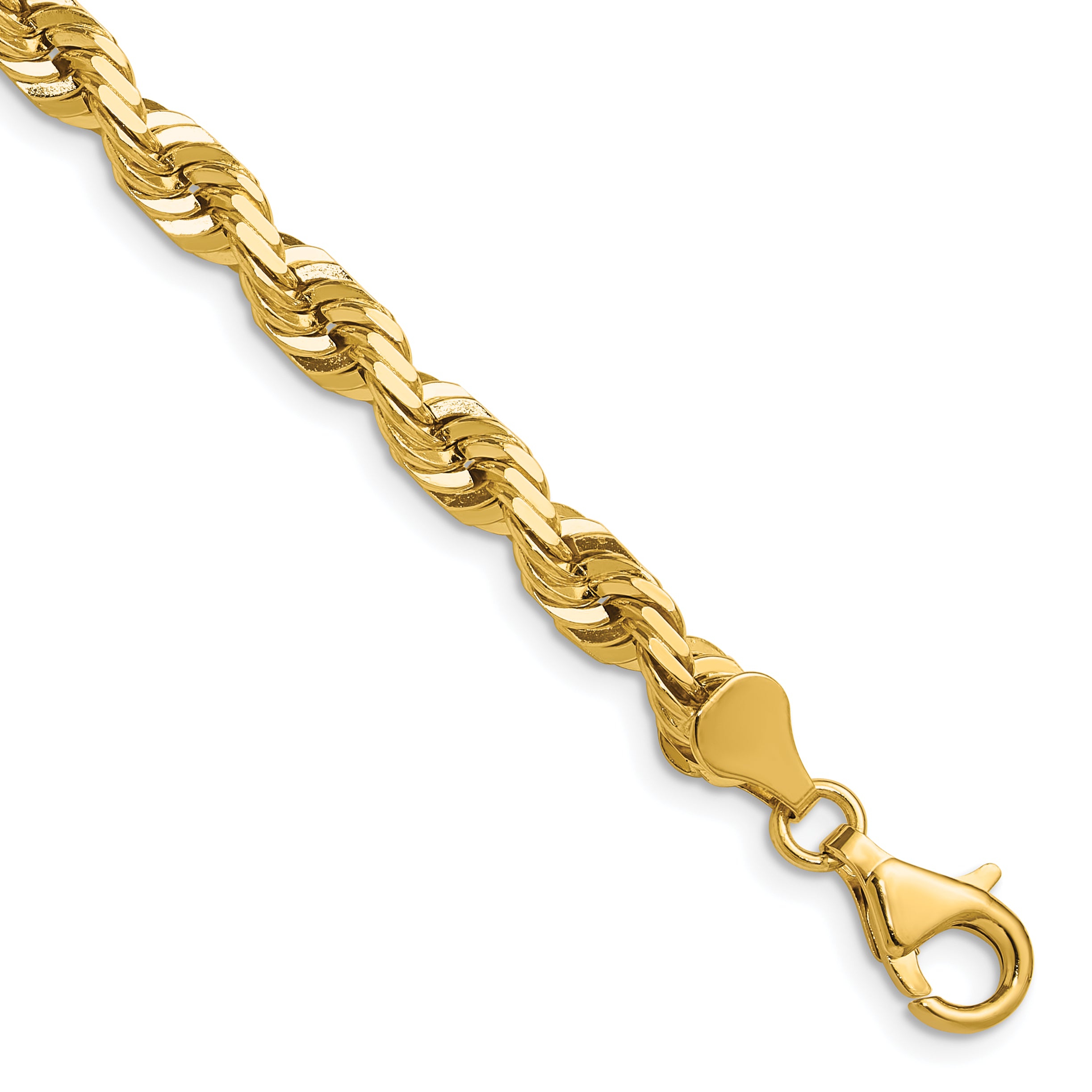14K 7 inch 5.5mm Diamond-cut Rope with Fancy Lobster Clasp Chain