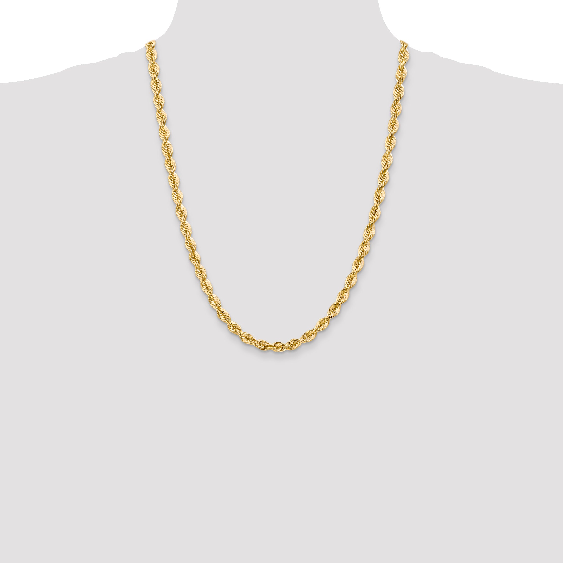 14K 8 inch 6mm Regular Rope with Lobster Clasp Chain