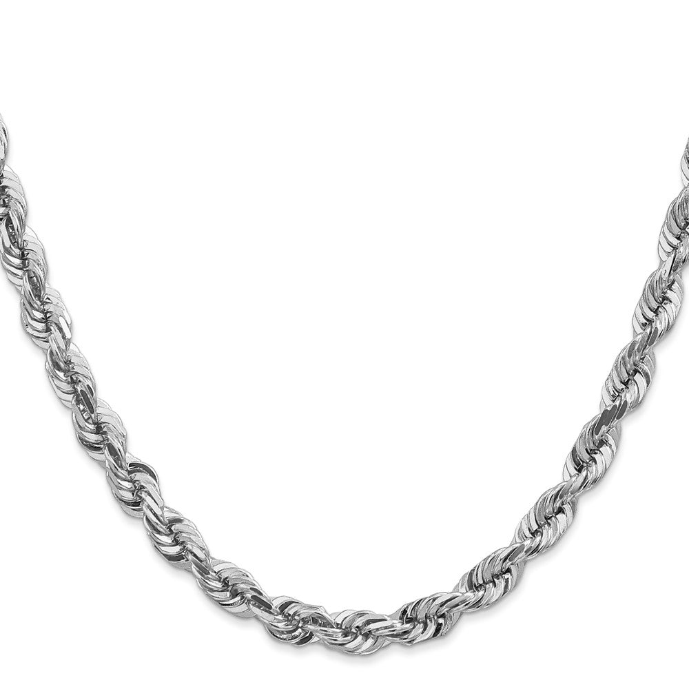 14K White Gold 30 Inch 5.5Mm Diamond-Cut Rope With Lobster Clasp Chain