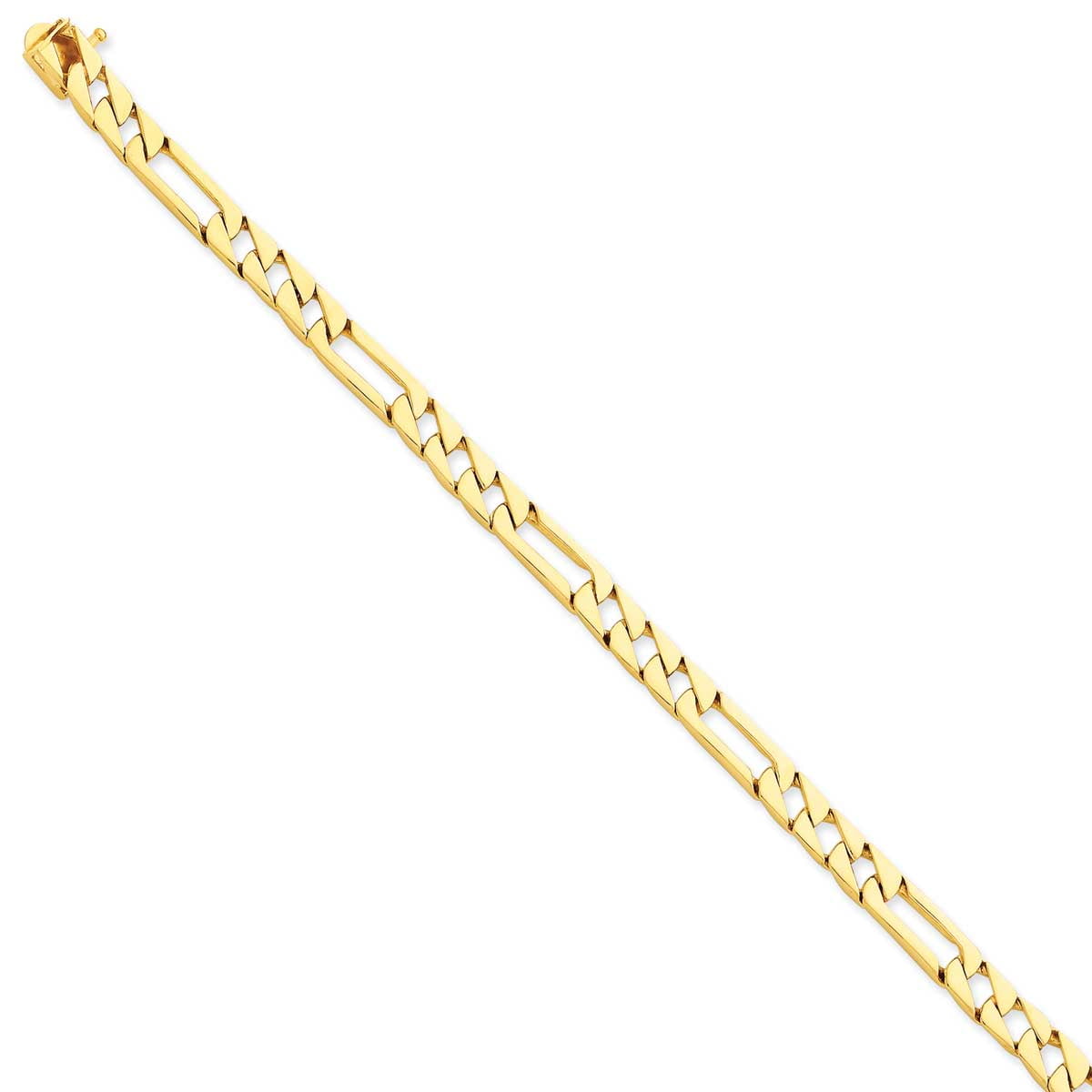 14K 8 Inch 6Mm Hand Polished Figaro Link With Box Catch Clasp Bracelet