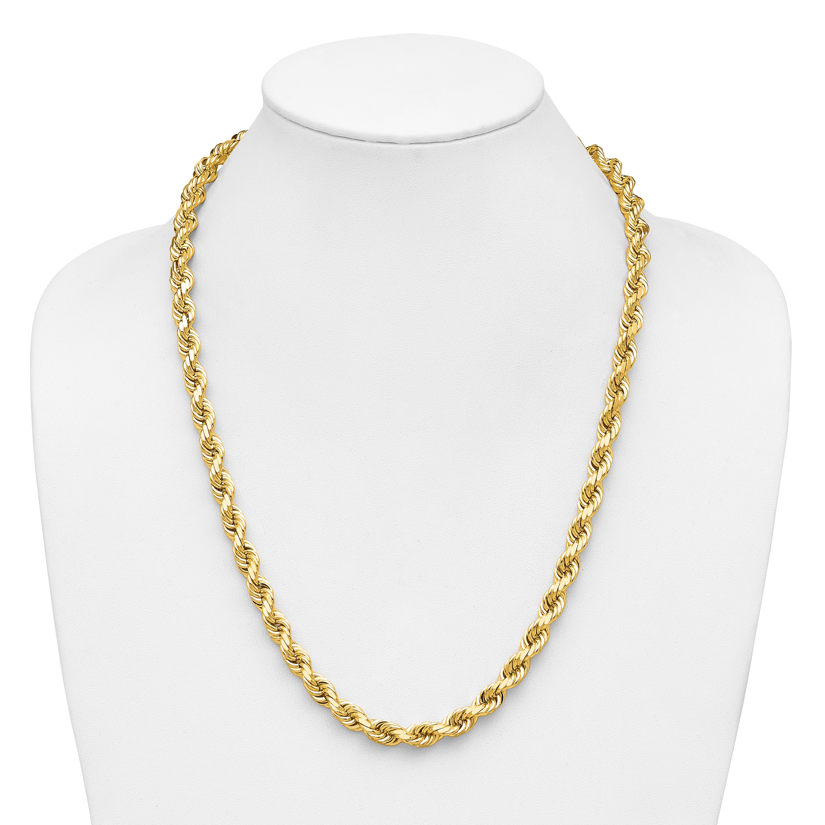 14K 9 inch 8mm Diamond-cut Rope with Fancy Lobster Clasp Chain