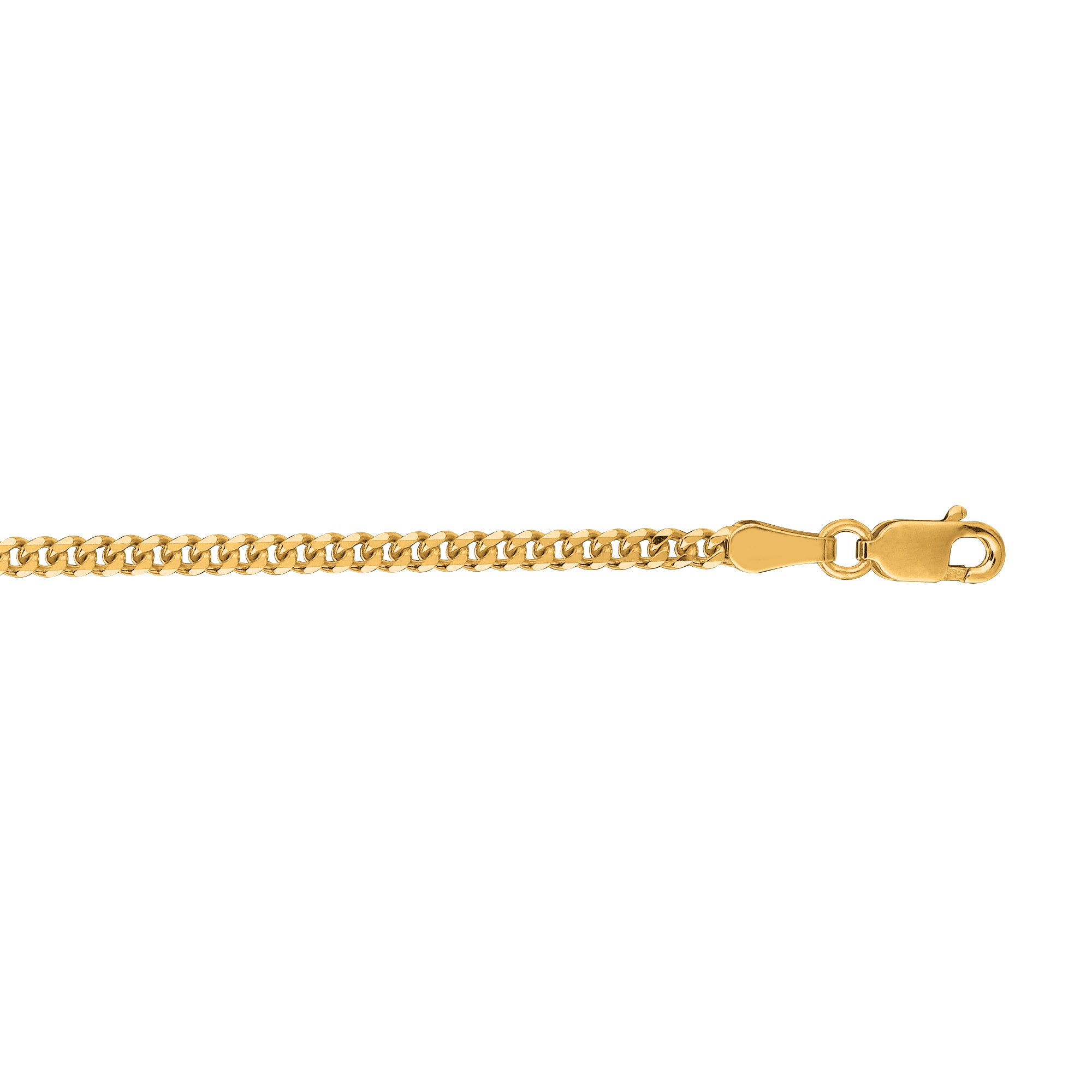 10K Yellow Gold 2.1mm Gourmette 24" Chain with Lobster Lock