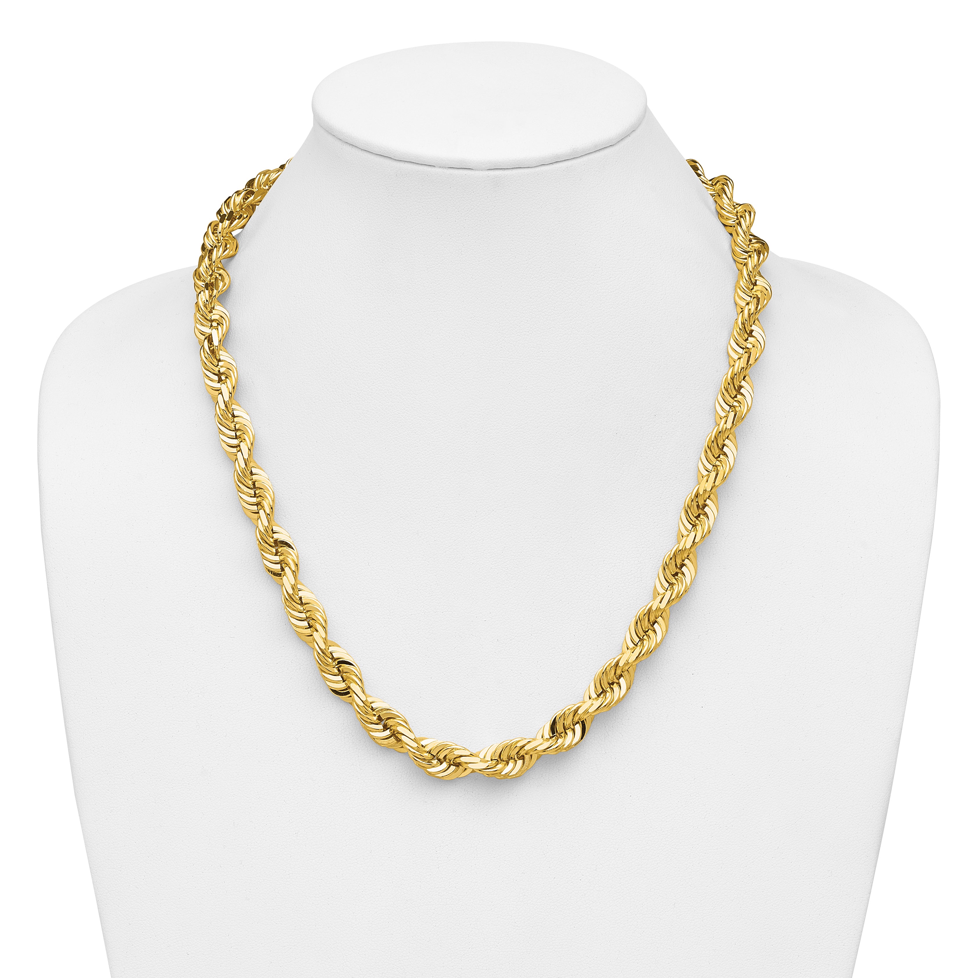 14K 20 inch 10mm Diamond-cut Rope with Fancy Lobster Clasp Chain