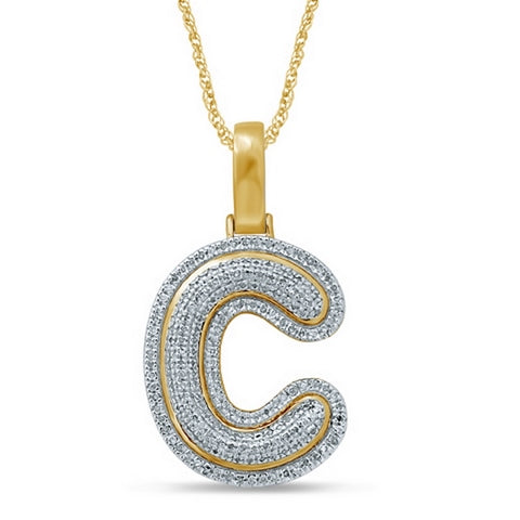 10K Yellow 0.28-0.37Ct D-Bubble Letter C