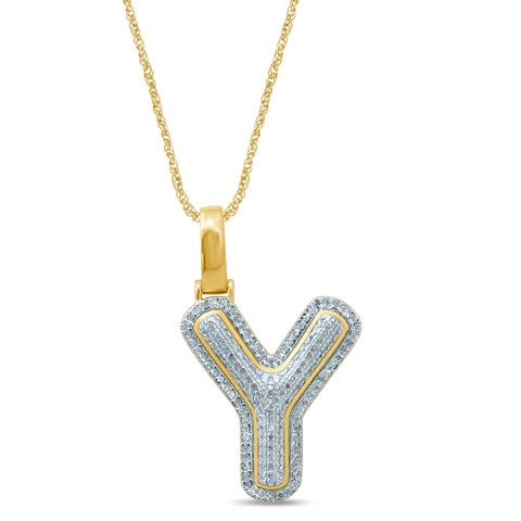 10K Yellow 0.23-0.37Ct D-Bubble Letter Y