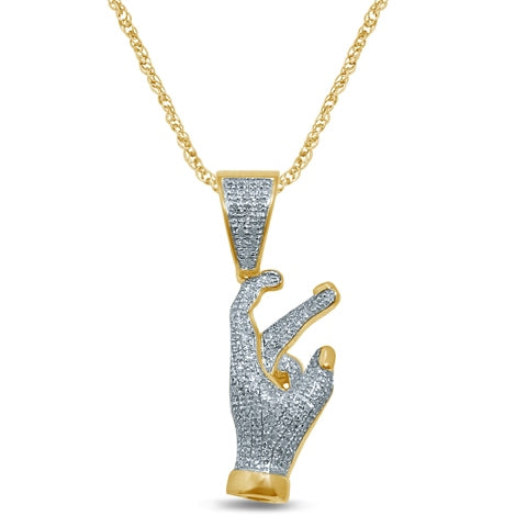 10K Yellowspl Price 0.31-0.35Ct D-Charm Finger Cross (Chains Sold Separately)