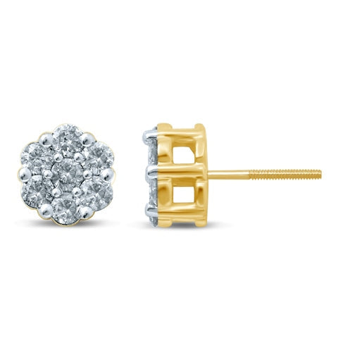 10K Yellow 1.26-1.31Ct D- Flower Earrings