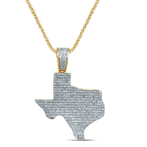 10K Yellow 0.87-0.95Ct D-Charm Texas Map (Chains Sold Separately)