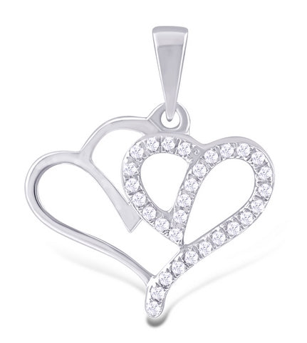 10K White 0.15Ct D-Heart Charms (Chains Sold Separately)