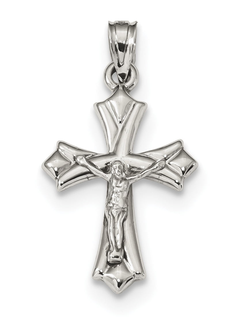 10K White Gold Reversible Crucifix /Cross Pendant 10C1341