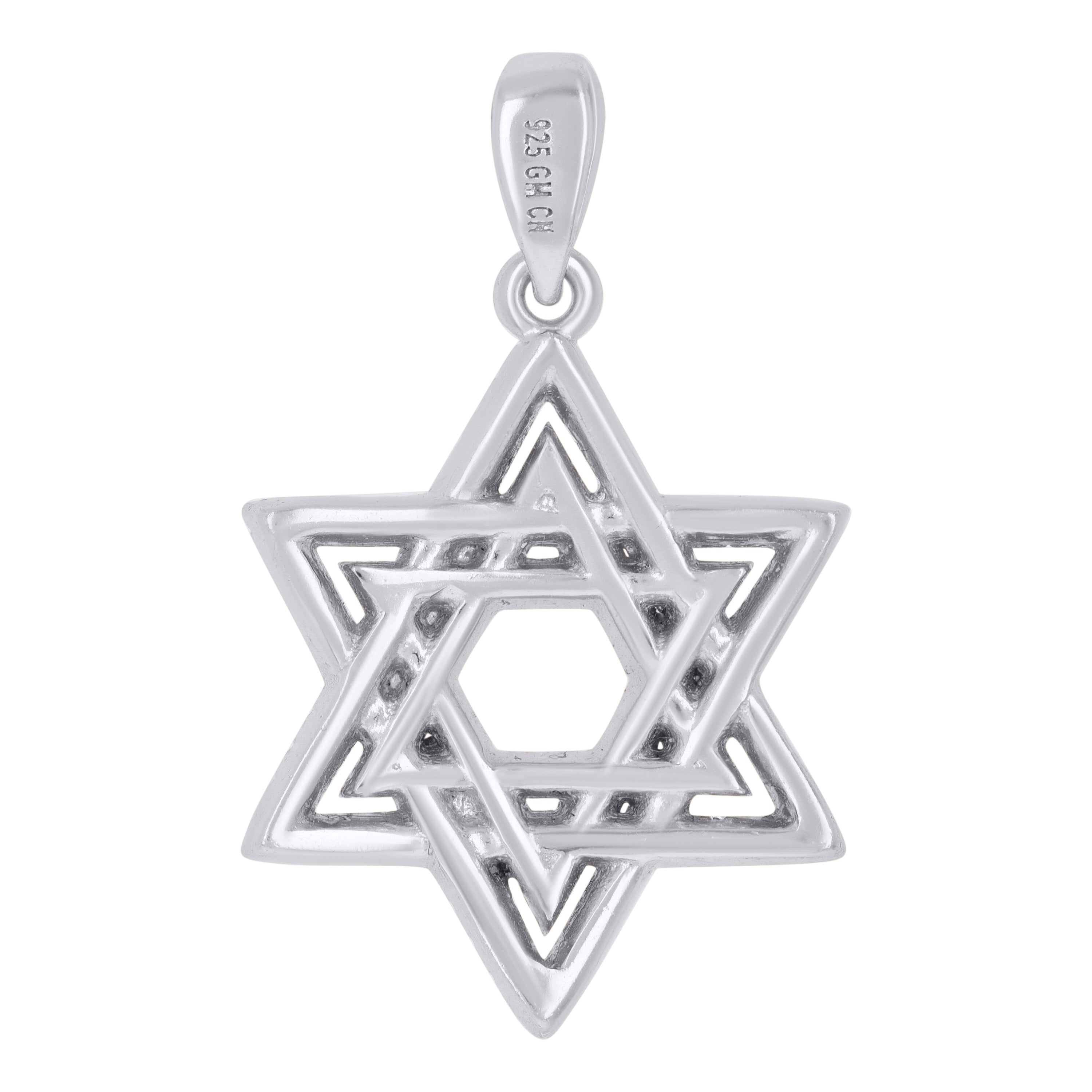 925 Sterling Silver Mens Cubic-Zirconia Star Of David Symbol Religious Charm Pendant