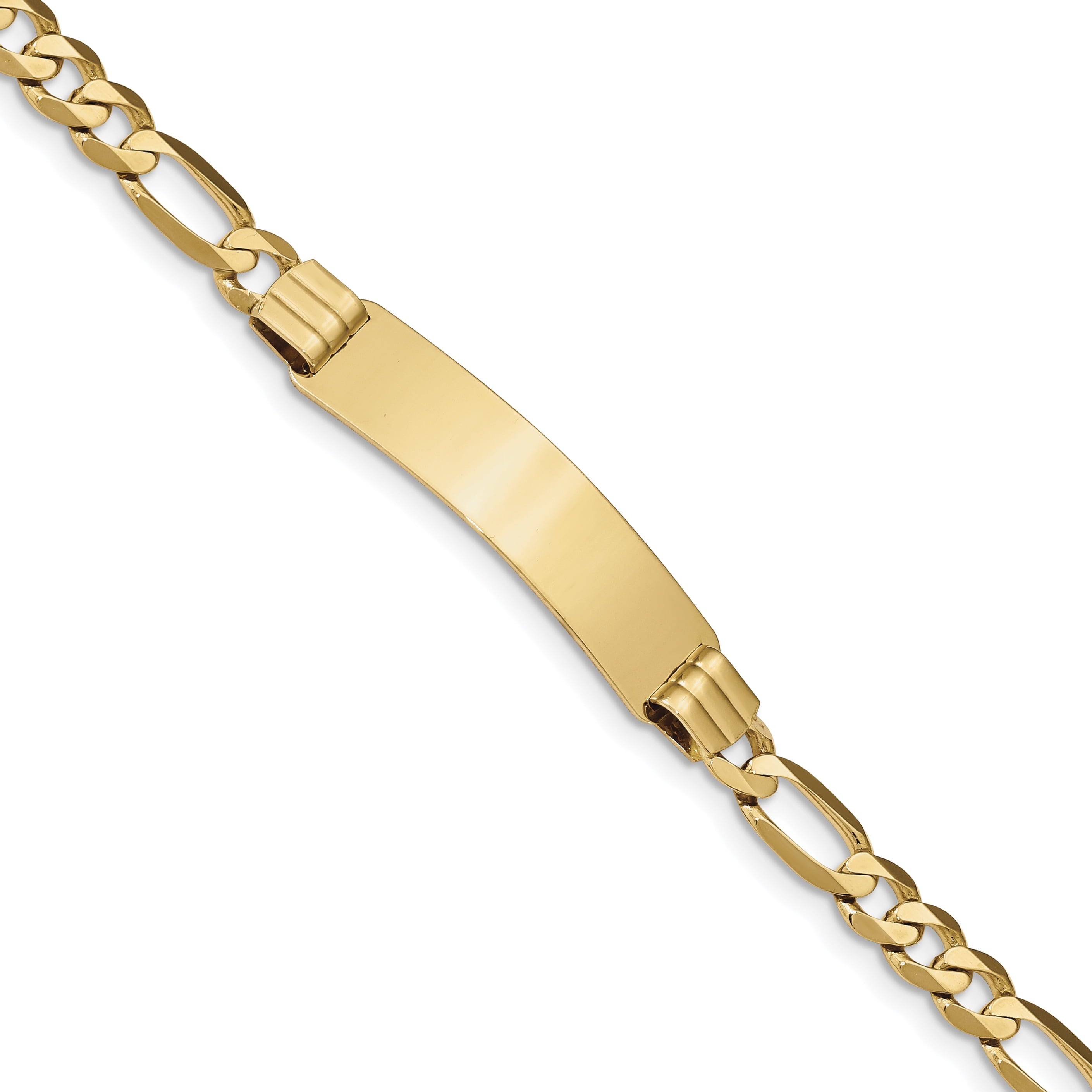 14K Flat Figaro Link Id Bracelet