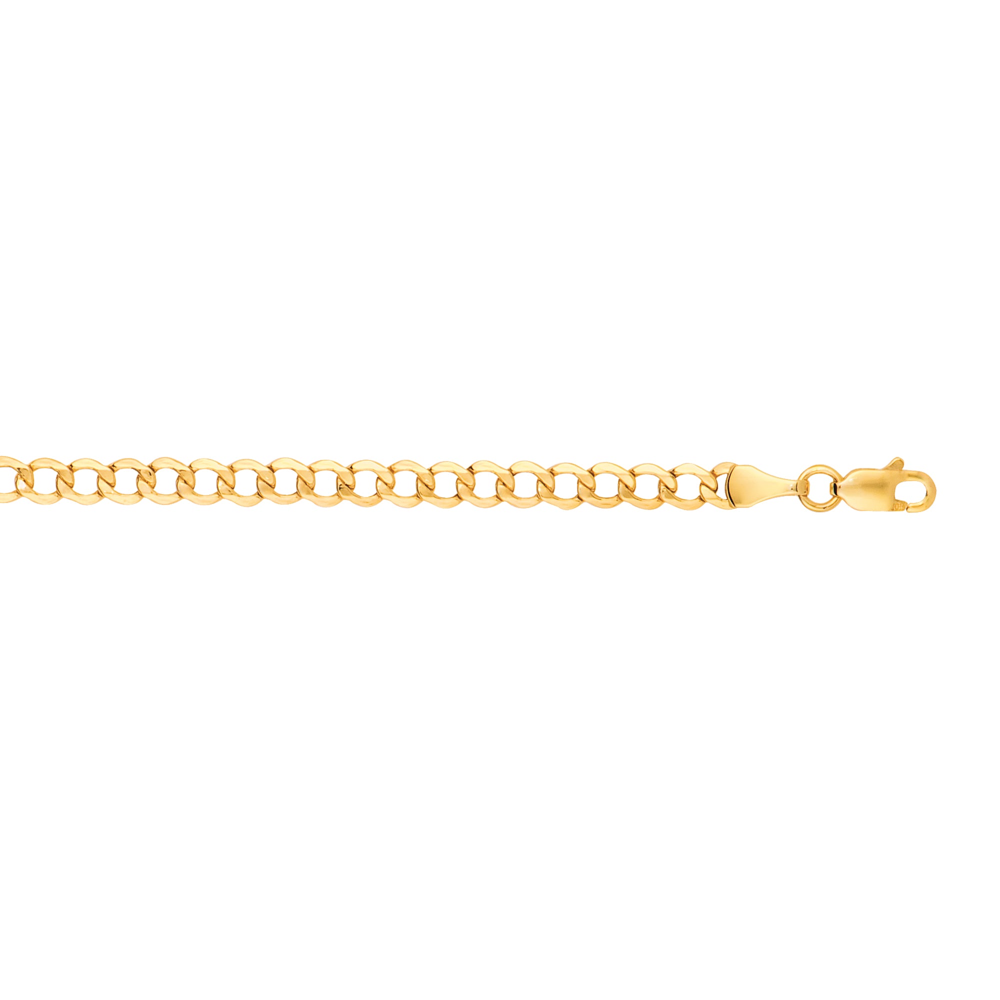 10K Yellow Gold 4.4mm Lite Comfort Curb 24" Chain with Lobster Lock