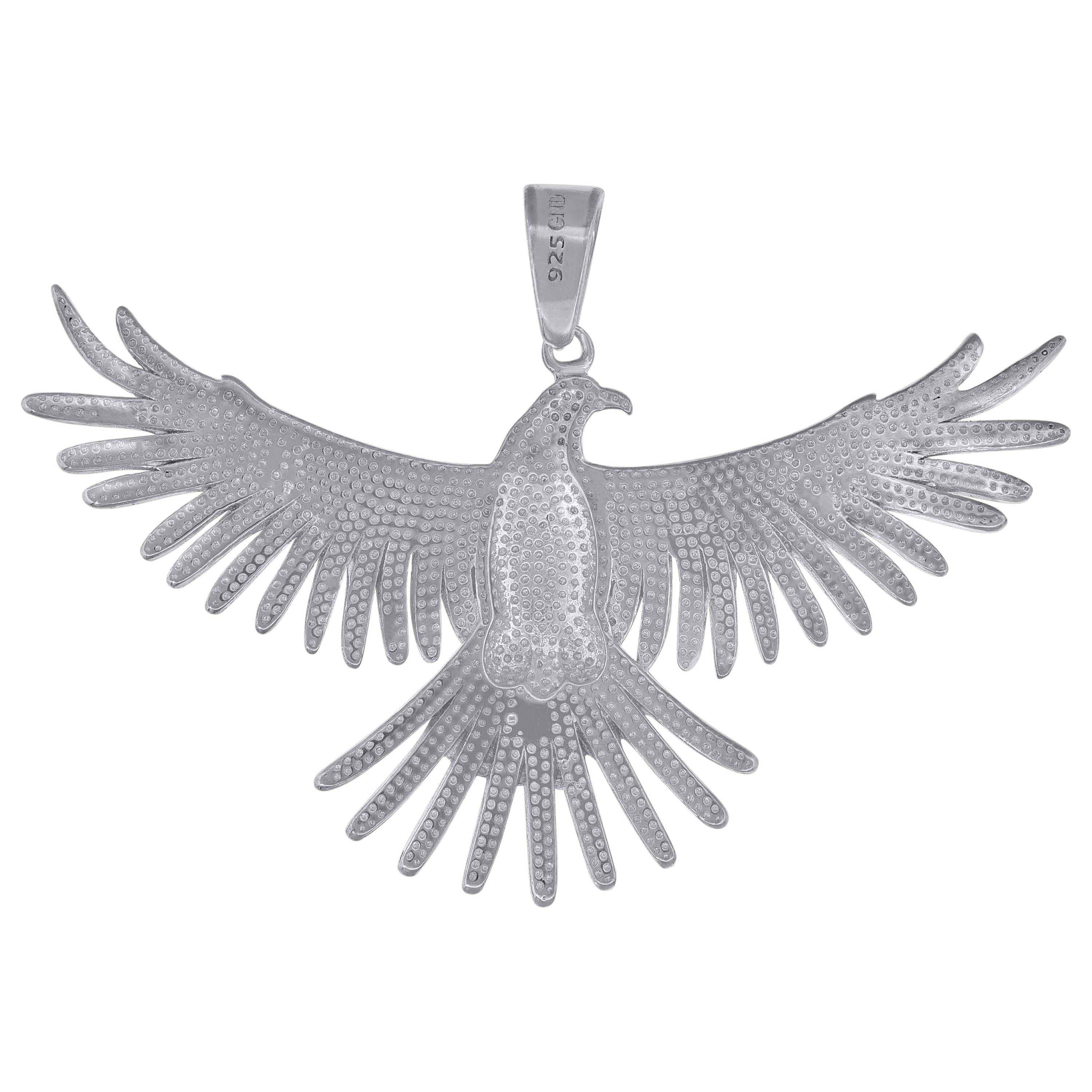 925 Sterling Silver Mens Cubic-Zirconia Eagle Birds Wildlife Charm Pendant