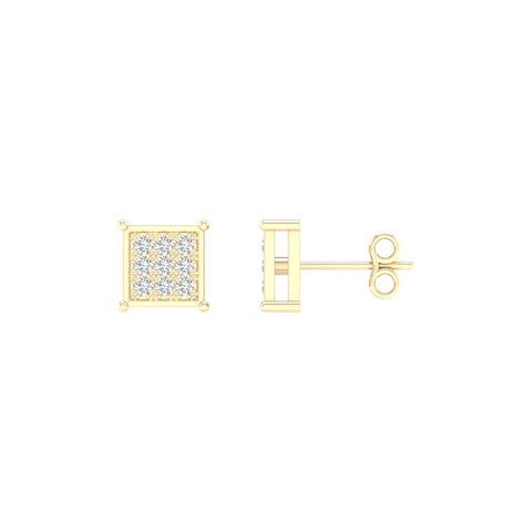 10K Yellowspl Price 0.05Ct D-Micropave Earrings Square