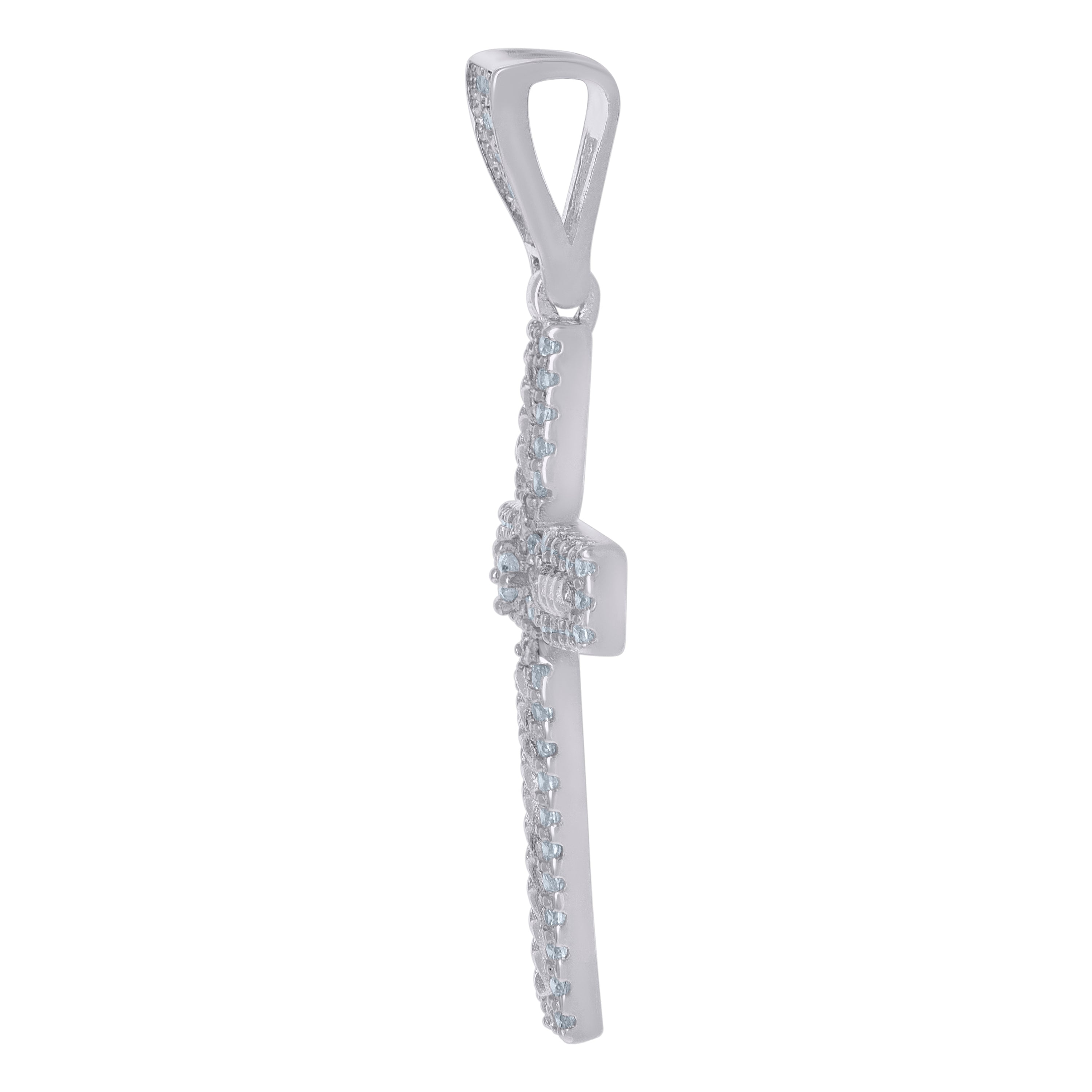 925 Sterling Silver Men Cubic-Zirconia Cross Religious Charm Pendant