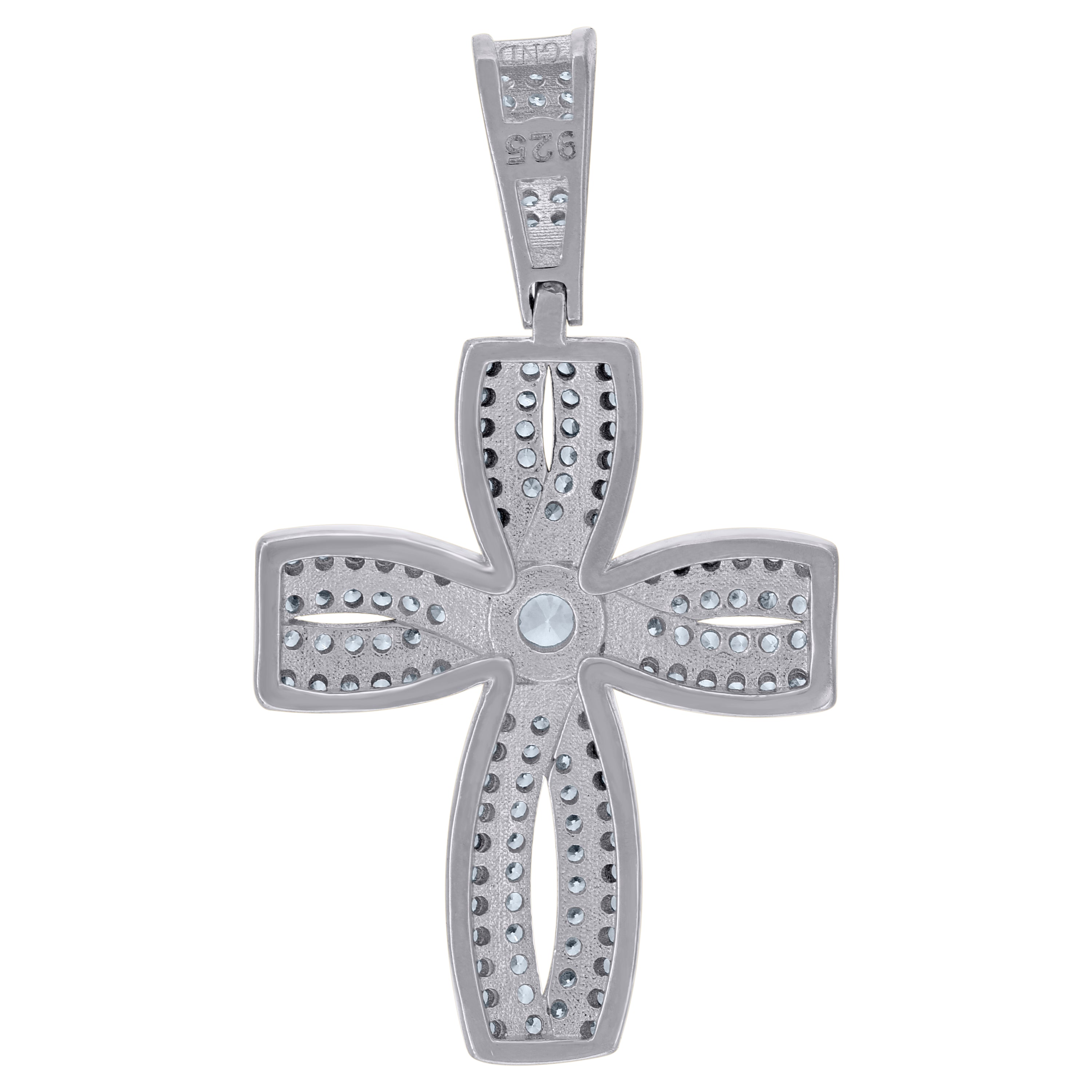 925 Sterling Silver Mens Cubic Zirconia Cross Religious Charm Pendant