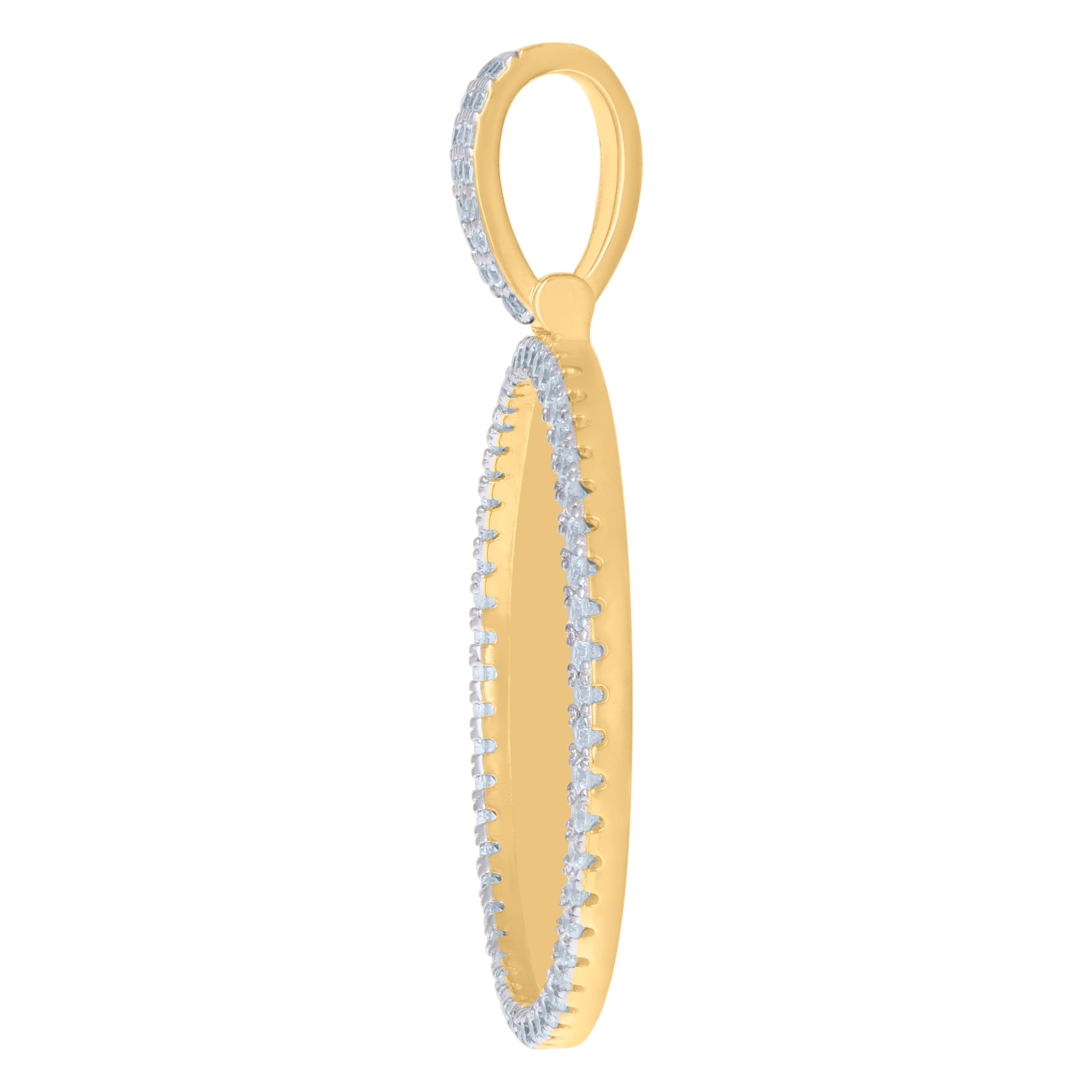 925 Sterling Silver Yellow-Tone Mens Cubic-Zirconia Picture Frame Charm Pendant