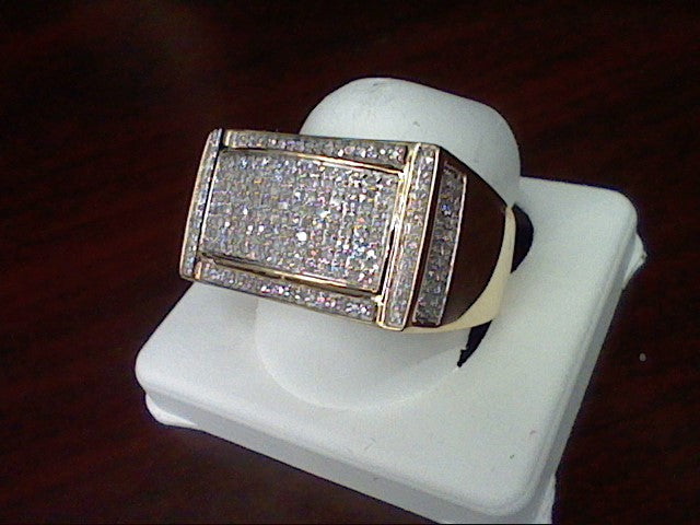 10K Yellow 0.77Ct D-Mens Micropave Ring