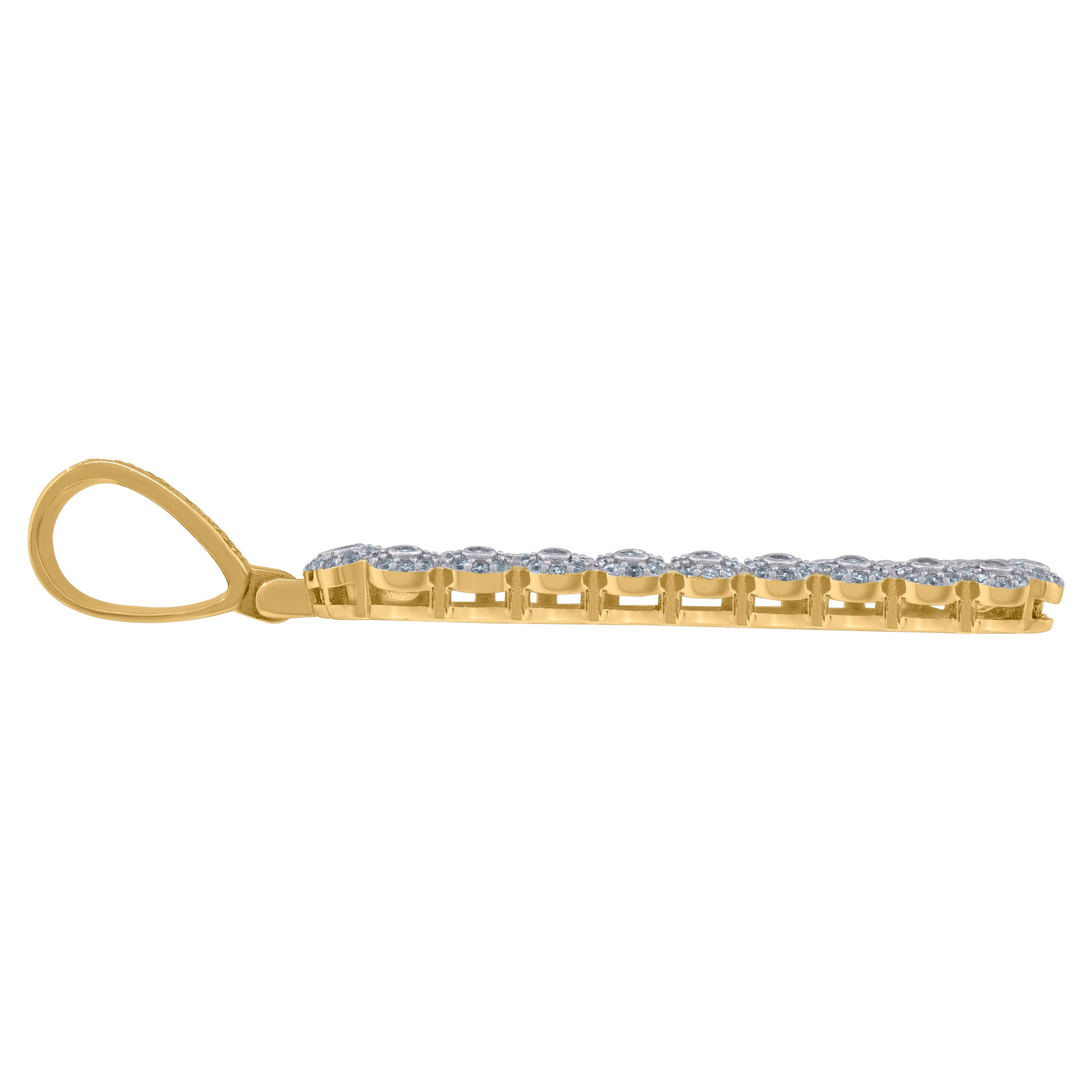 925 Sterling Silver Yellow-Tone Mens Cubic-Zirconia Dog Tag Fashion Charm Pendant