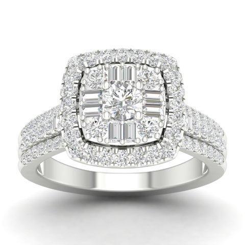 14K White 1.00Ct D-Ladies Rings