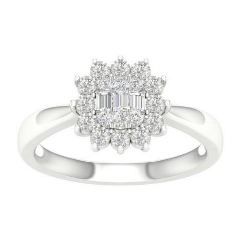 14K White 0.15Ct D-Ring Lds Bag/Rds