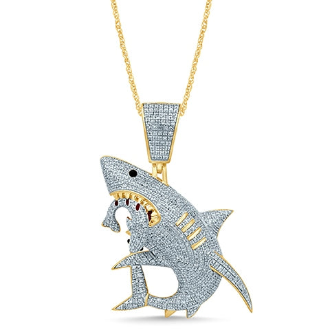 10K Yellow 1.48- 1.53Ct D-Shark Charm (Chains Sold Separately)
