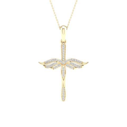 10K Yellow 0.15Ct D-Cross Charm (Chains Sold Separately)