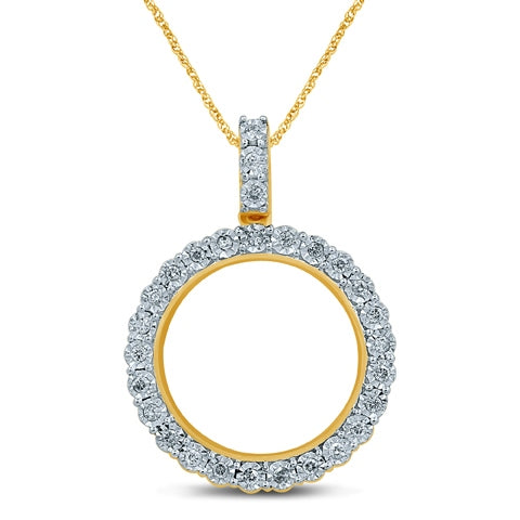 10K Yellow 0.24-0.27Ct D-Charm Memory Pendant With Plate (Chains Sold Separately)