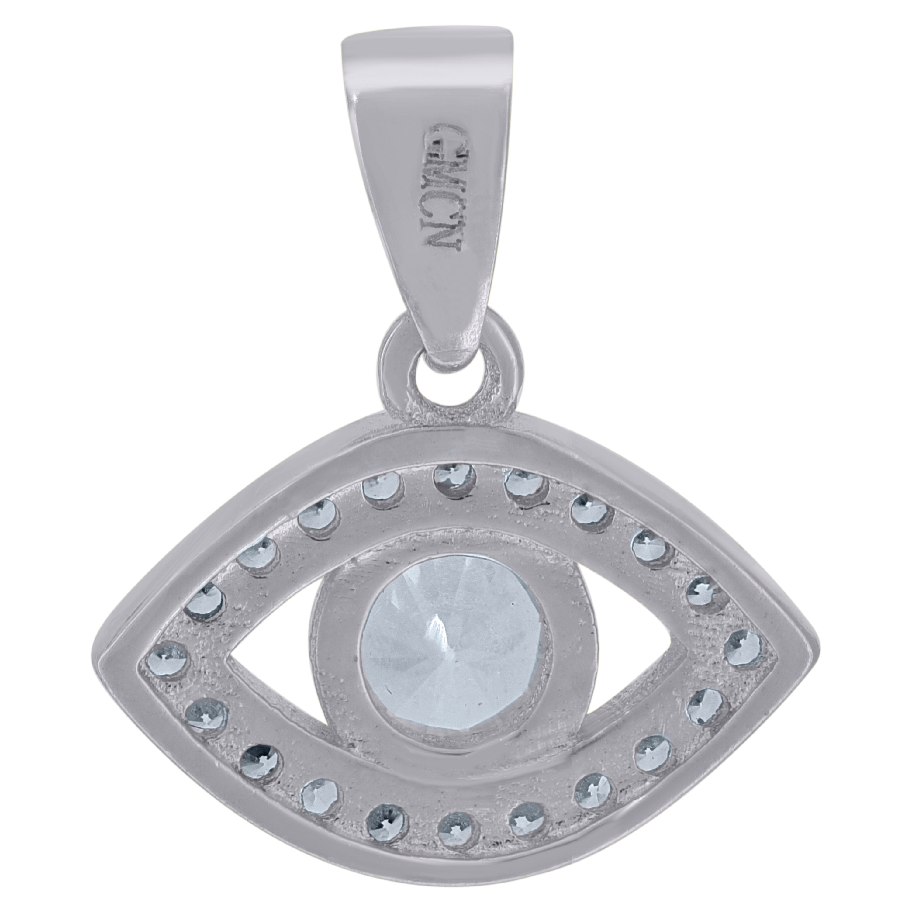 925 Sterling Silver Unisex Cubic-Zirconia Evil Eye Symbol Good Luck Charm Pendant
