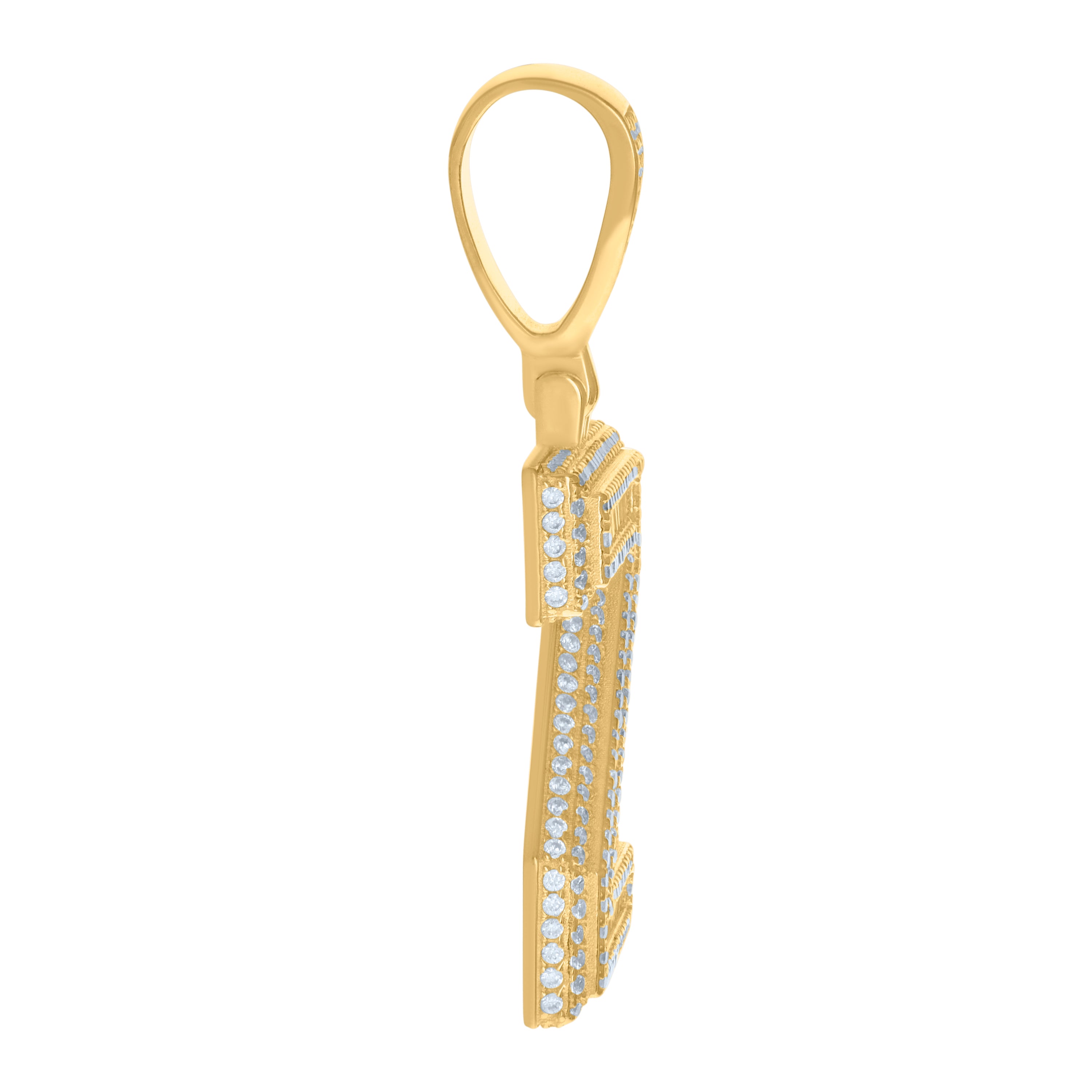925 Sterling Silver Yellow-Tone Mens Baguette Round Cubic-Zirconia Z Alphabet Initials Charm Pendant