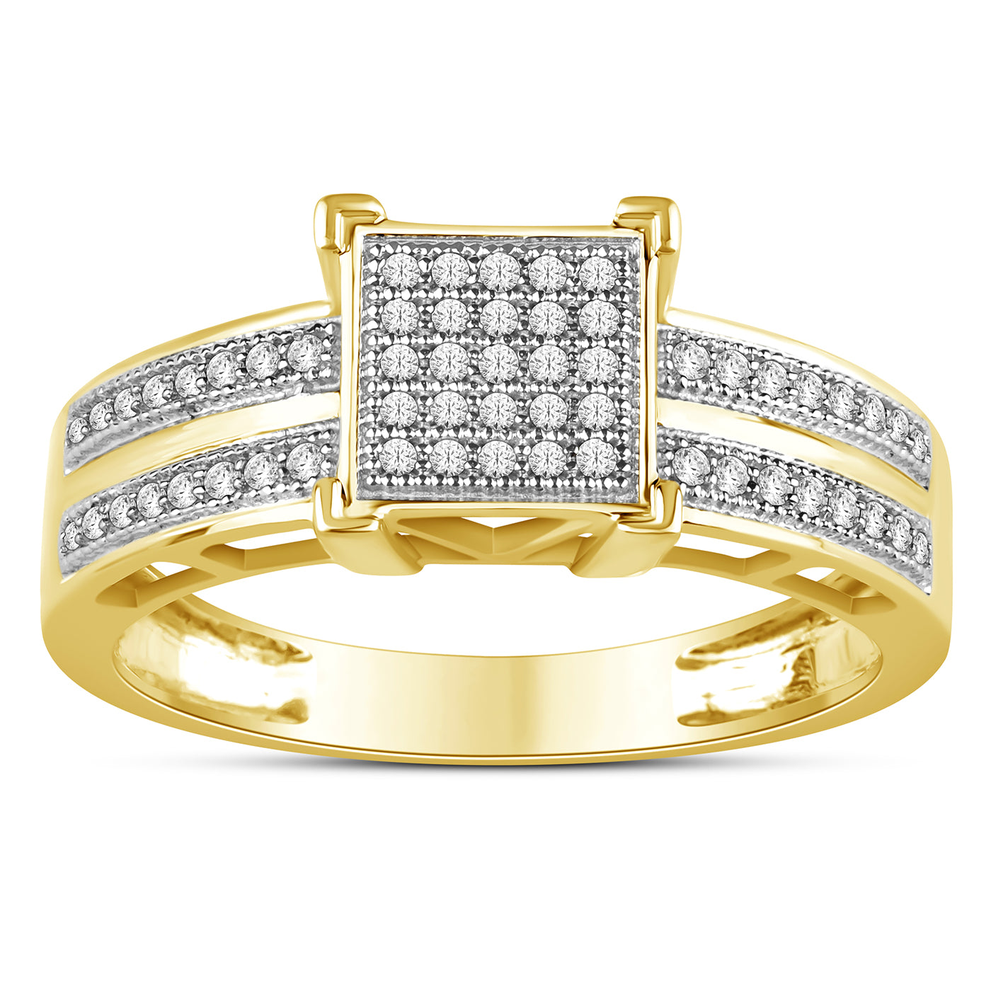 10K Yellow 0.15Ct D-Ladies Micropave Rings