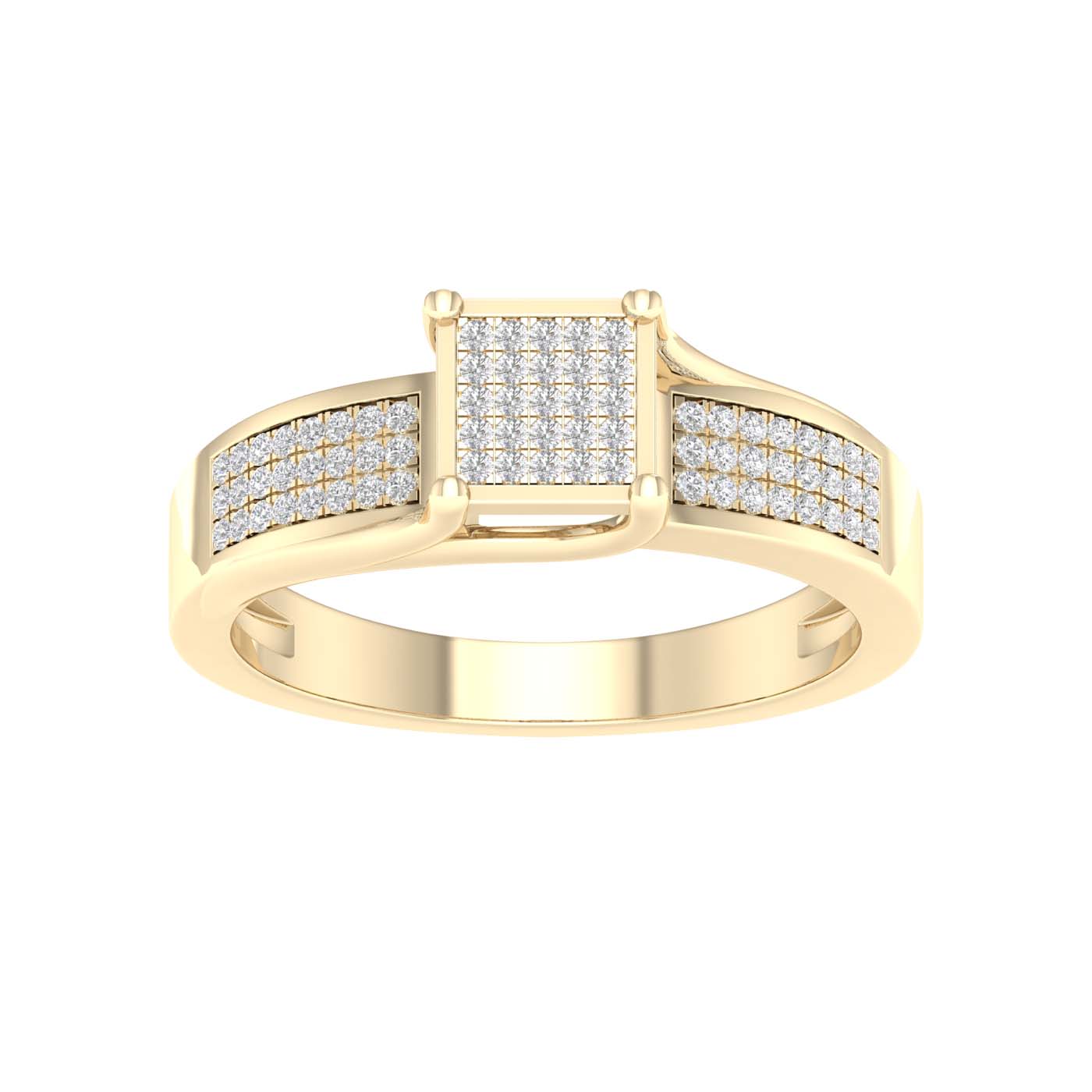 10K Yellow 0.18Ct D-Ladies Micropave Rings