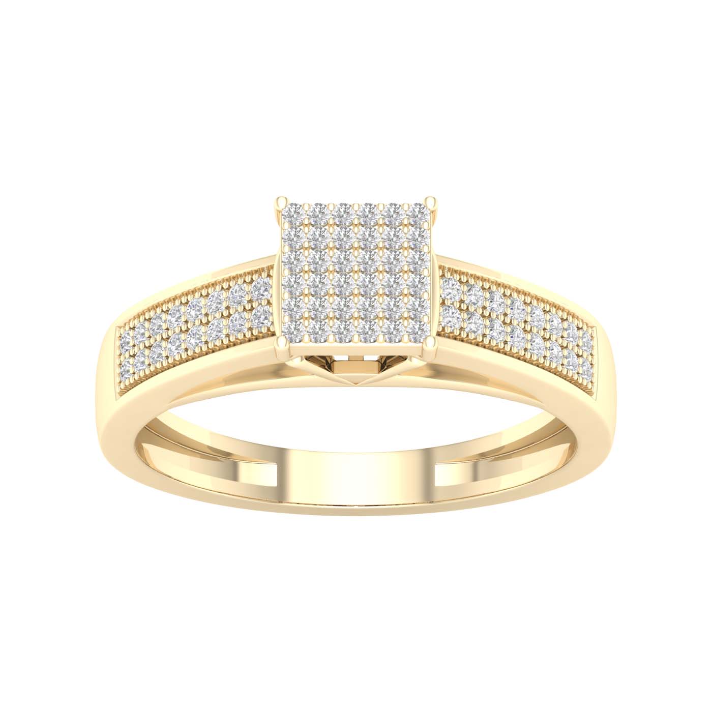 10K Yellow 0.25Ct D-Ladies Micropave Rings