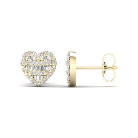 10K Yellowspl Price 0.22Ct D-Baguette Earrings Heart