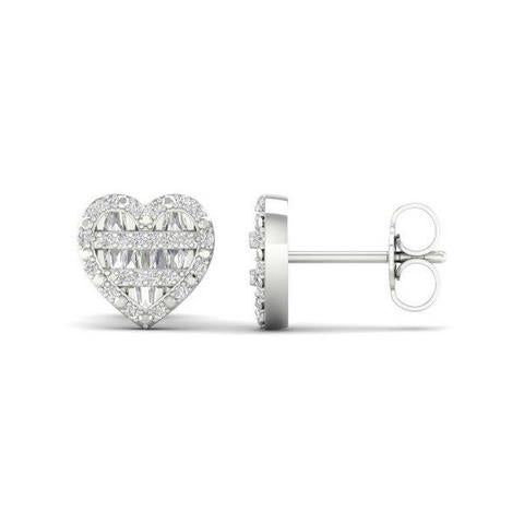 10K Whitespl Price 0.22Ct D-Baguette Earringsheart