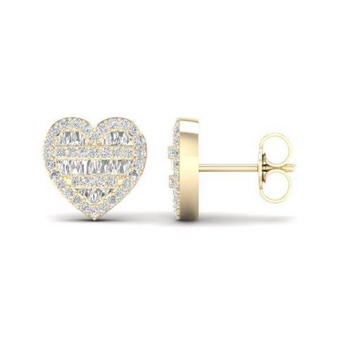10K Yellowspl Price 0.42Ct D-Baguette Earrings Heart