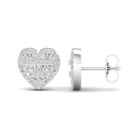 10K Whitespl Price 0.42Ct D-Baguette Earrings Heart