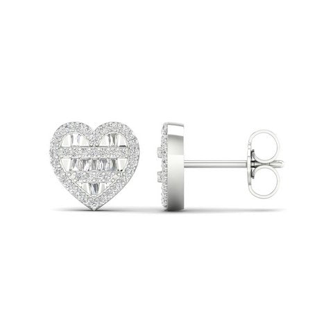 10K Yellowspl Price 0.33Ct D-Baguette Earrings Heart