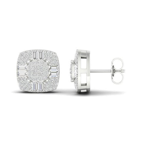 10K White 0.75Ct D-Baguette Earrings