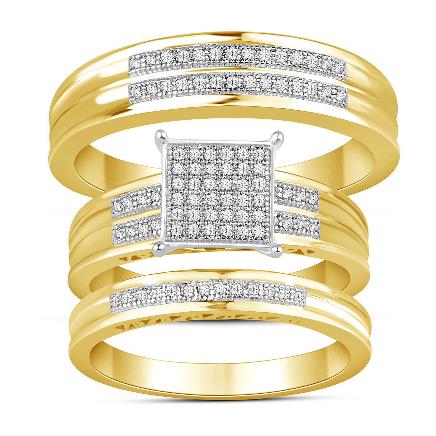 10K Yellow 0.25Ct D-Ladies Micropave Rings