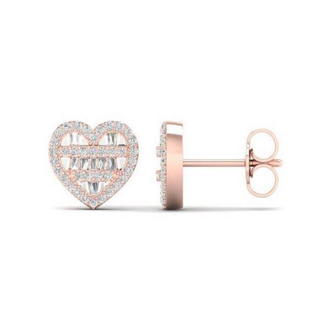 10K Pinkspl Price 0.33Ct D-Baguette Earrings Heart