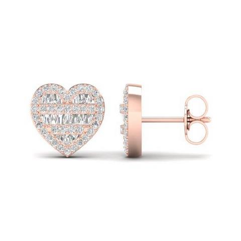 10K Pinkspl Price 0.42-0.50Ct D-Baguette Earrings Heart