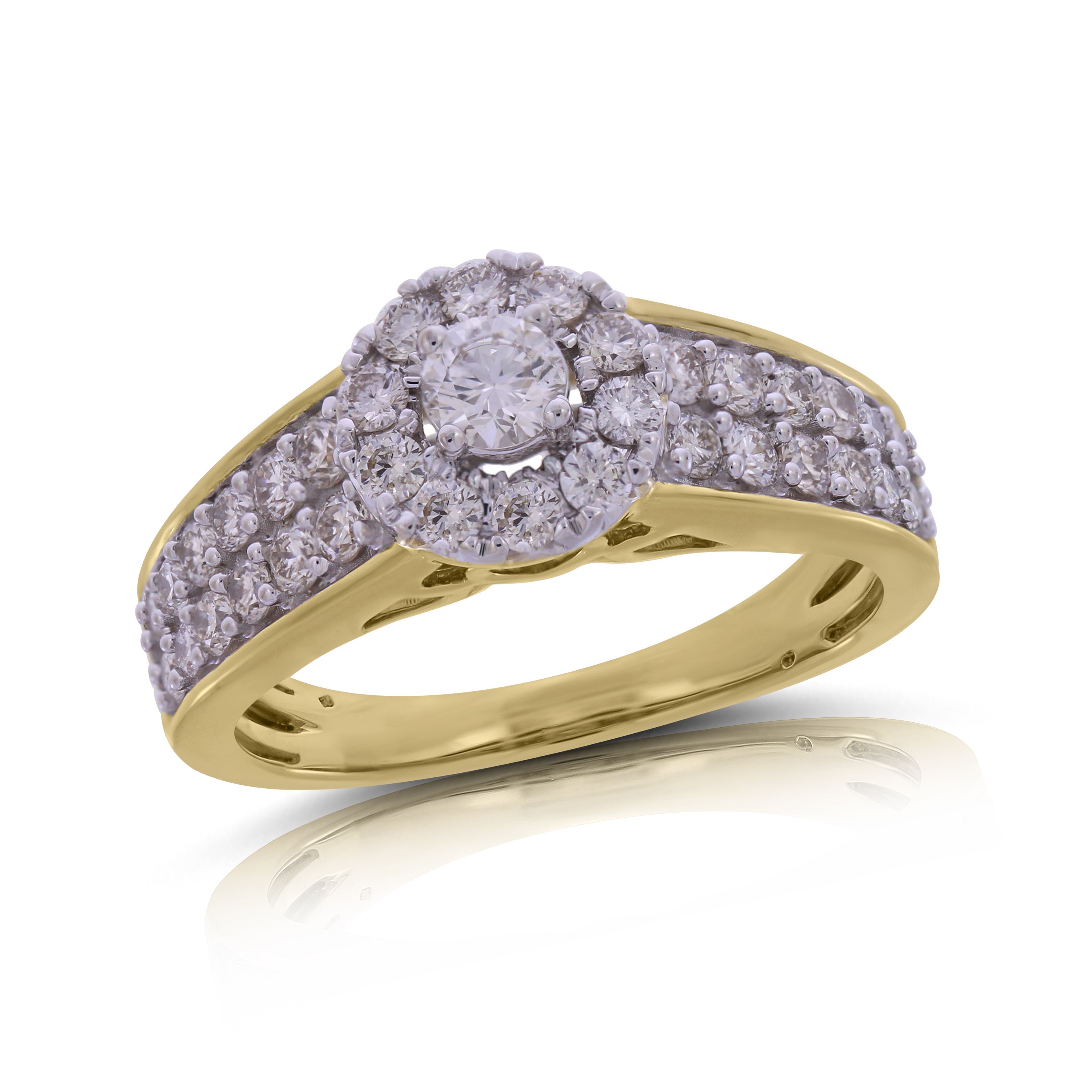 14K Yellow 1.03Ct D-Ladies Ring Certified