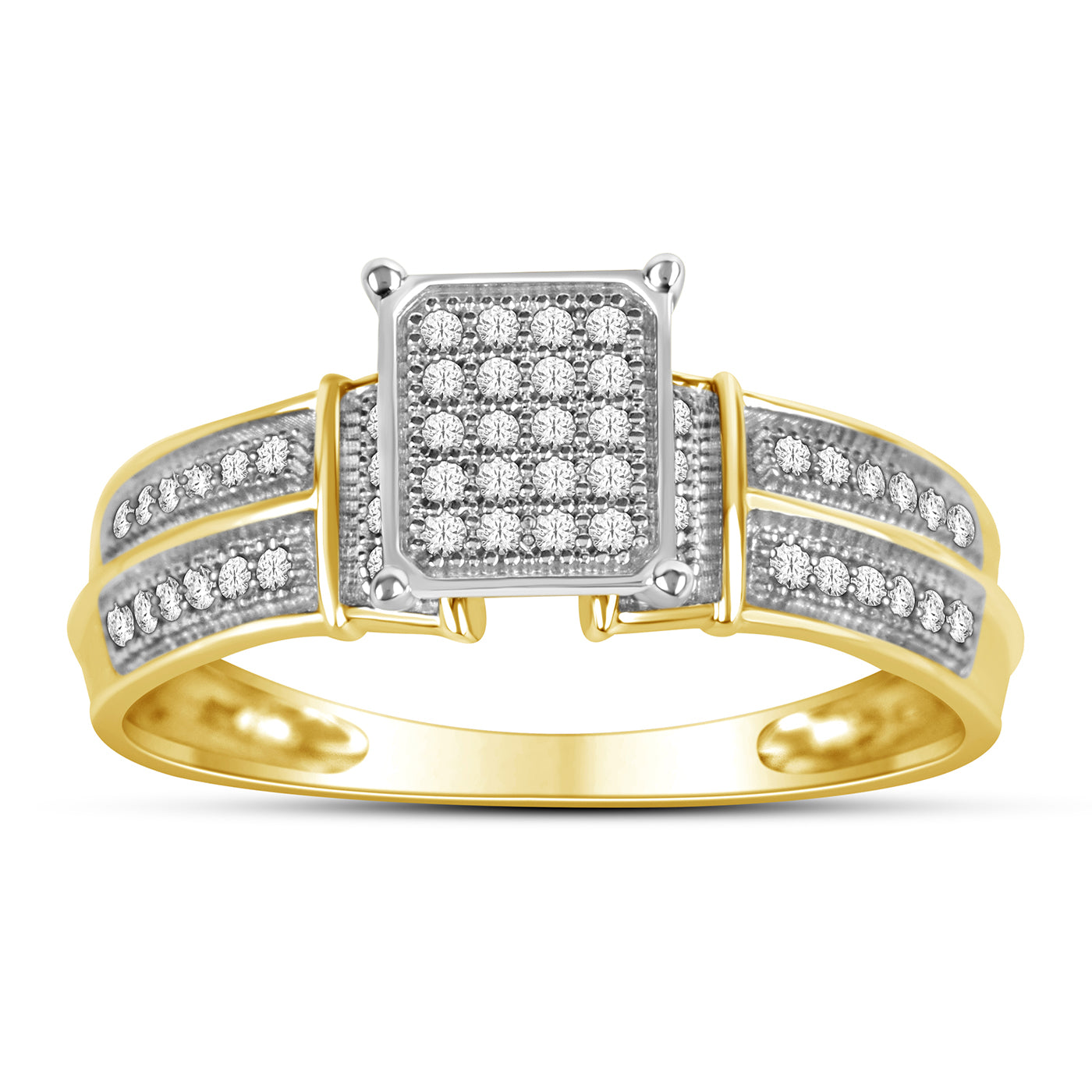 10K Yellow 0.15Ct D-Ladies Micropave Rings