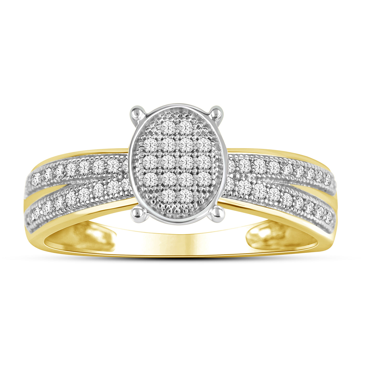 10K Yellow 0.15Ct D-Ladies Micropave Rings