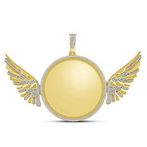 10K Yellow 1.00Ct D-Memory Pendants Wings (Chains Sold Separately)